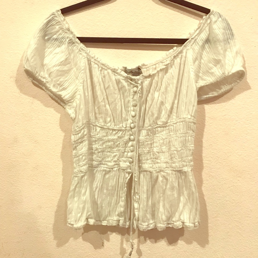 White Off-the-Shoulder Caribbean-Style Blouse